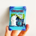 3D resin Singapore fridge magnet with Merlion and Ferris wheel in scroll design - (100) Singapore Merlion