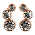 Boucles d'oreilles en acier inoxydable rose doré avec trois pierres de zircone graduées - 16G-6mm-Oreille Gauche / Base Or Rose - Zircon Clair