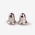 Polished S925 sterling silver bullet earring backs with disc base in silver finish - Bullet Shape / 4mm / White Gold