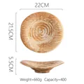Japanese style handmade stoneware pasta plate with spiral texture and yellow glaze - Dark Brush Stroke Ingot Plate