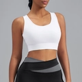 White sports bra and black-grey leggings with cross-waist design for yoga and fitness - XS / White