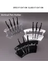 Vertical fan-shaped acrylic pen display stands in transparent, black, and white colors - Vertical Style / Black