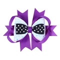Dettaglio molletta per capelli Halloween multistrato con nastro viola e fiocco a pois - Viola
