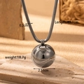 Chic dark gunmetal ball pendant necklace with sleek snake chain and smooth metallic finish - Silver/Gunmetal
