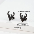 Detailed dimensions of black reindeer antler earrings on a textured white surface - Deer Head (087 Black)