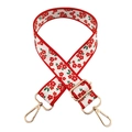 Adjustable wide shoulder strap with red floral butterfly print and gold metal buckles - Style 232 (White Red Floral) / Silver