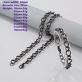 Dark grey 10mm Cuban chain set with necklace and bracelet shown with size specifications - Screw 1-1 Curb Chain 10mm