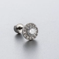 Zilveren titanium stalen oorknopjes met centrale zirkonia en een glanzende halo-zetting - Wit (Enkel Stuk)