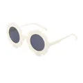Cute sunflower shaped kids sunglasses in cream white with round dark lenses - Off-white