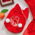 Red festive dog Tang suit with dragon embroidery and white faux fur trim for pets - XS / Phoenix Peony Pattern