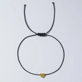 Adjustable black braided rope bracelet featuring a golden heart charm and pull string - Minimalist Black String Gold Heart (QT-B23120910D)