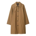 Classic khaki long trench coat with stylish lapels and vintage plaid lining - XS / Camel