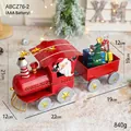 Trenino di Natale rosso in metallo illuminato con Babbo Natale e luci LED decor - Treno di Natale rosso / Richiede batteria AAA