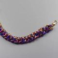 Colorful woven bag strap with golden chain and lobster clasp for DIY accessories - Old Version / Blue Stripe