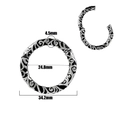 Vintage pattern steel hoop earring with 34.2mm outer diameter and 4.5mm thickness - Silver Vine