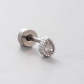 Zilveren titanium stalen oorknopje met een heldere peervormige edelsteen in strak design - Peervormige Zirkoon (A05-1#)