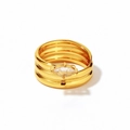Bague en acier inoxydable plaqué or 18 carats avec zircon de forme marquise - Or Zircon Blanc Marquise (YR34_2)