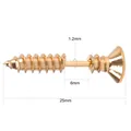 Golden stainless steel screw stud earring with detailed thread design and 25mm length - Single Piece / Rose Gold