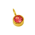 Golden round stainless steel pendant with a faceted pink birthstone for jewelry - July (ZA2171G)
