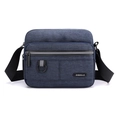 Borsa a tracolla da uomo blu navy in tessuto Oxford con cinturino regolabile e zip - Blu Orizzontale