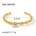 Detailed view of woven 18k gold plated stainless steel cuff with measurements and weight - Slim Twisted Rope Style (NB-B6096)