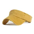 Adjustable washed cotton sun visor hat in mustard yellow with reinforced stitching - Yellow
