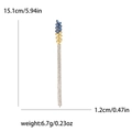 Elegant crystal wheat tassel brooch with blue and yellow gems in silver finish - Blue and Yellow (Top Blue Bottom Yellow) / Blue & Yellow