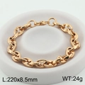 Bracciale a catena a grani di caffè in acciaio al titanio dorato lungo 220mm e largo 8,5mm - Oro-8.5mm di Larghezza(KB186667-Z)