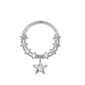 Anello per il naso in acciaio inossidabile argento con zirconi bianchi e stella pendente - 1.2x8mm / Argento Pezzo