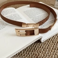 Ceinture femme vintage en cuir marron avec boucle rectangulaire dorée élégante - 102# Marron Clair Géométrique Boucle Dorée