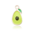 Avocado fruit charm with rose gold frame and green enamel for DIY jewelry making - Green Avocado