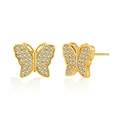 Geometric 18K gold plated butterfly stud earrings with sparkling cubic zirconia inlay - Gold Butterfly