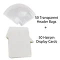 50 sets of white cardboard hair clip display cards and transparent header bags set - 7x10cm White Hairpin Card Set (50Pcs)