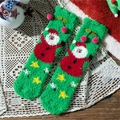 Chaussettes de Noël vertes en polaire corail avec cerises 3D et motif Père Noël - Taille unique / Base Verte Père Noël