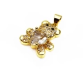 Golden teddy bear pendant with micro-pave zircons and a heart-shaped central stone - Style B White