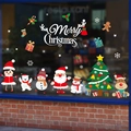 Christmas window decals with Santa Claus snowman and reindeer on glass background - Full Window Colorful Cartoon Characters Style (SR-17)