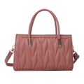 Bolso acolchado rosa con asa superior y correa ajustable en cuero sintético suave - Rosa