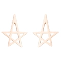 Close-up of rose gold hollow star earrings with geometric minimalist metal design - Hollow Star / Rose Gold
