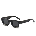 Gafas de sol retro cuadradas negras con patillas gruesas de PC y lentes grises - Marco Negro Brillante Lente Gris