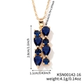 Golden necklace with blue sapphire teardrop pendant and adjustable 40+5cm chain - Gold-Dark Blue Stone