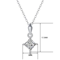 Silver square-cut moissanite cross necklace pendant measuring 17.5mm by 9mm - 40cm+5cm / Square Cut Style (P11547)