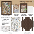 Coffee Bean House DIY 3D sticker set including PET stickers, scene cards and sponge - 5-Piece Set (2 PET Stickers + 1 Scenery Card + 2 Paper Cards + Sponge) / Coffee Bean House (My Small House Series 10)
