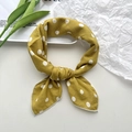 Elegant ginger yellow polka dot cotton linen neck scarf tied in a stylish bow knot - Yellow Polka Dots
