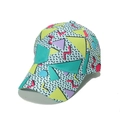 Berretto da baseball retrò anni 80 90 pop art con stampe geometriche colorate su azzurro - 58cm / Cappellino da Baseball Stampa Geometrica Stile Pop (Cappellino 3)