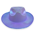 Cappello da cowboy viola iridescente con finitura olografica per rave e feste di festival - Viola Chiaro