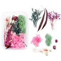 Flat lay of colorful dried hydrangea, gypsophila, and moss for DIY floral crafts - 02 Dried Flower 1 Box 29g