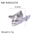 Dettagli anello a conchiglia d'argento con dimensioni 2,0cm e peso 2,7g indicati - Aperto Regolabile / Stile Aperto Conchiglia Argentata (NB-R2023276)