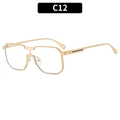 Schicke quadratische Gold-Metallsonnenbrille mit geometrischem Rahmen und Nasenpads - Goldrahmen Weiße Gläser