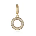 Detailed close-up of 18k gold plated micro-pave zircon round pendant clasp for jewelry - Circle