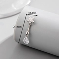 Silver star and teardrop zircon titanium steel cartilage piercing stud with size measurements - Water Drop Pendant Star Style (A424-8#)